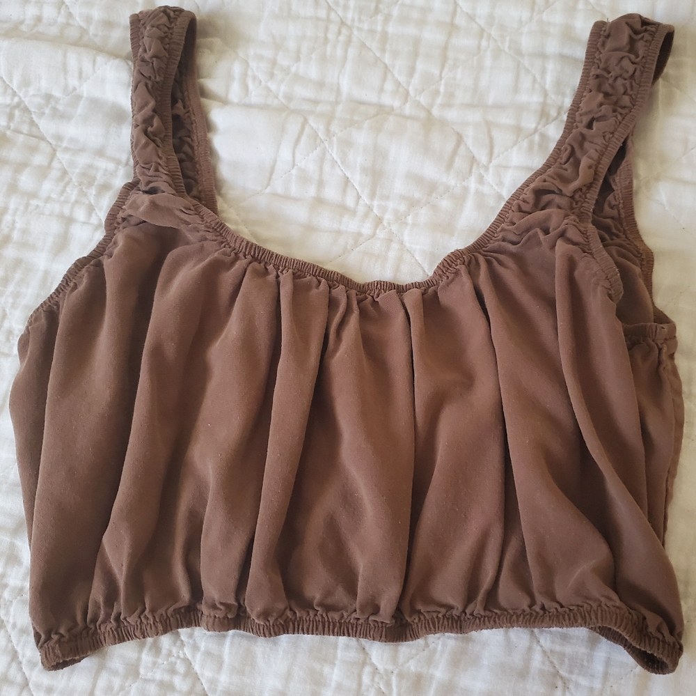 Ozma umber puff top